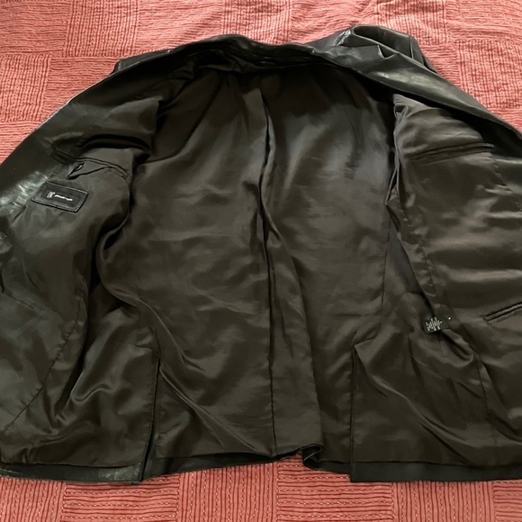 INC International Concepts Black Leather Blazer men’s size large - Picture 15 of 15